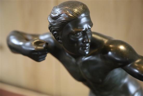 Salvatore Melani (1902-1934). An Art Deco bronze figure of an archer, W.24in.